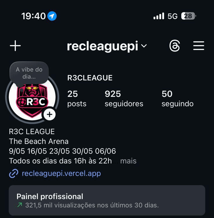 Perfil R3C League no Instagram